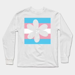 Flower Outline - discreet trans pride flag Long Sleeve T-Shirt